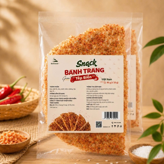Snack bánh tráng tép biển